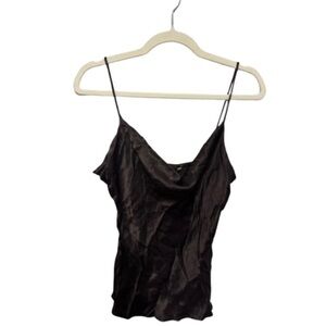Zara Dark Brown Satin Tank Top